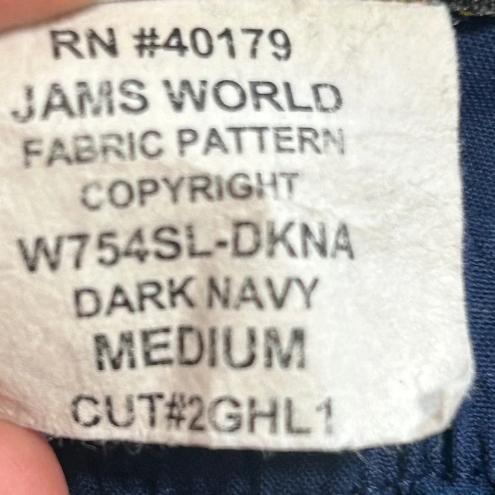 Vintage Jams World Dark‎ Navy Rayon Elastic Waist Pants Made in Hawaii Medium